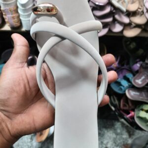 Anganhub Women's Chic Nude Criss-Cross Flat Sandals with Metallic Embellishment