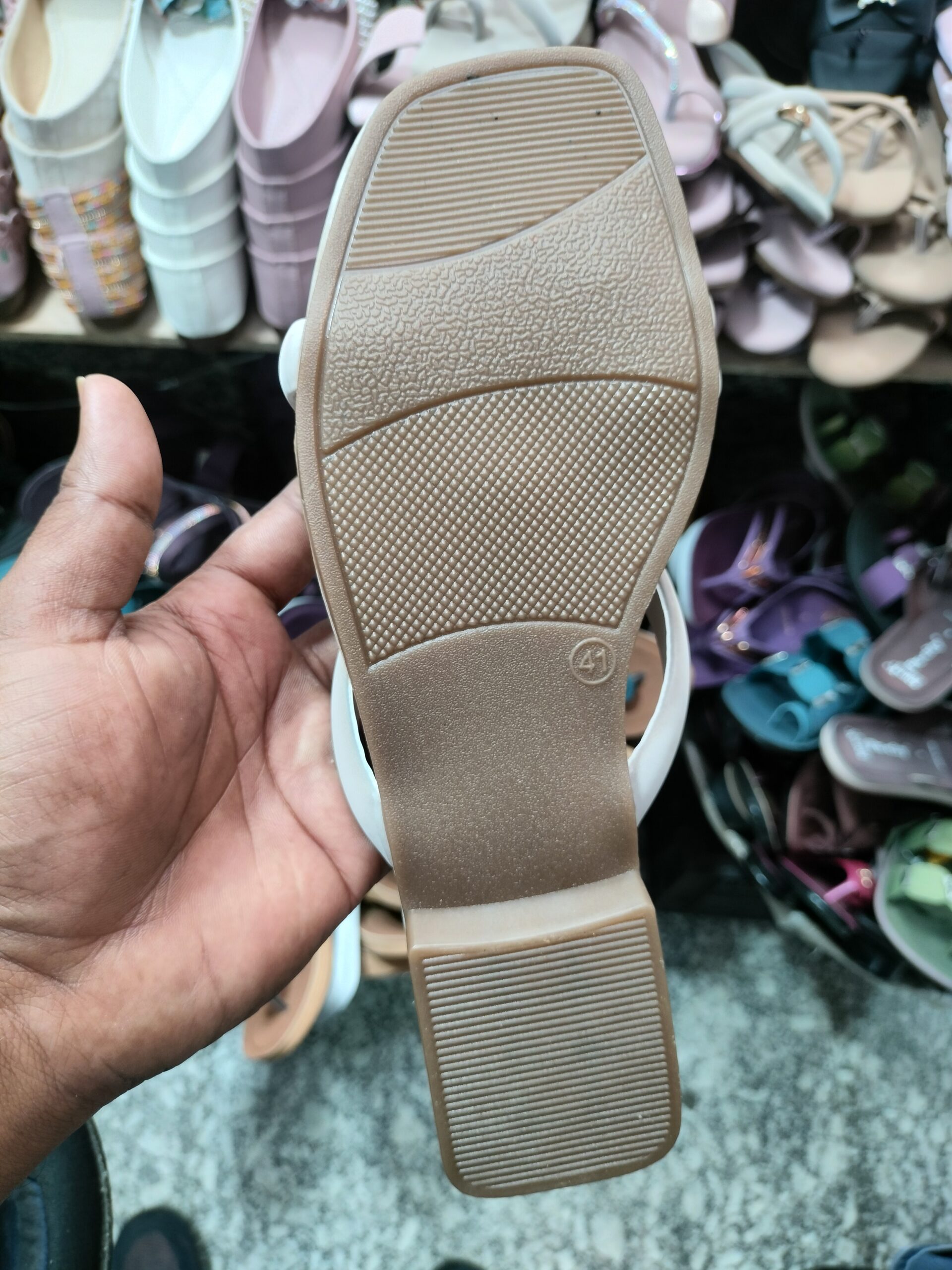 Anganhub Women's Chic Nude Criss-Cross Flat Sandals with Metallic Embellishment - Image 4